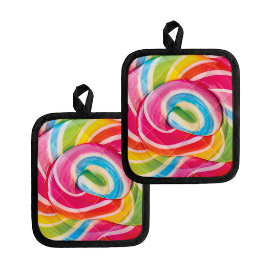 Rainbow Swirl Candy Print Pot Holders