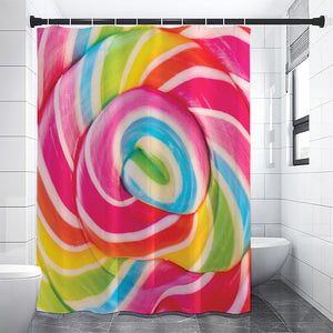 Rainbow Swirl Candy Print Premium Shower Curtain