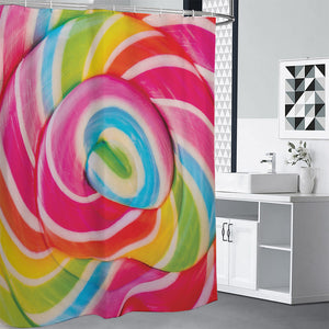 Rainbow Swirl Candy Print Premium Shower Curtain