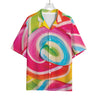 Rainbow Swirl Candy Print Rayon Hawaiian Shirt