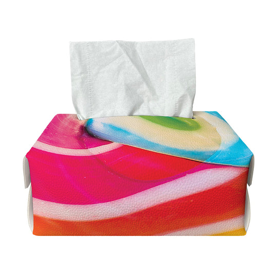 Rainbow Swirl Candy Print Rectangle Tissue Box Cover