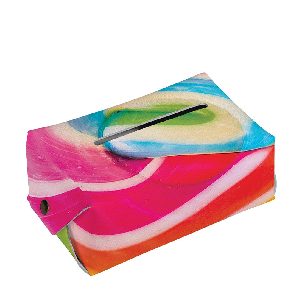 Rainbow Swirl Candy Print Rectangle Tissue Box Cover