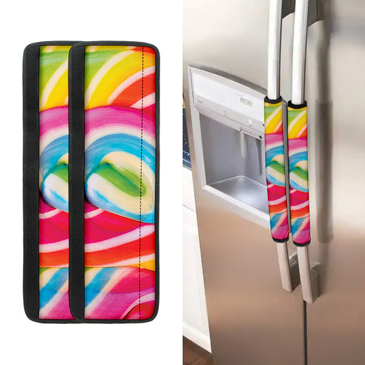 Rainbow Swirl Candy Print Refrigerator Handle Covers