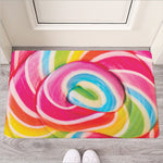 Rainbow Swirl Candy Print Rubber Doormat