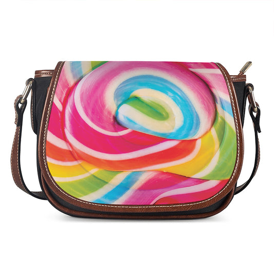 Rainbow Swirl Candy Print Saddle Bag