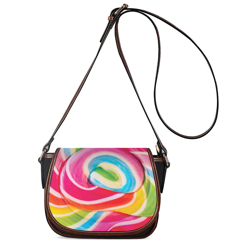 Rainbow Swirl Candy Print Saddle Bag