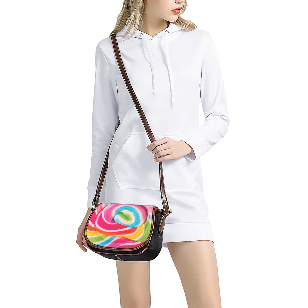 Rainbow Swirl Candy Print Saddle Bag