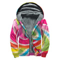 Rainbow Swirl Candy Print Sherpa Lined Zip Up Hoodie