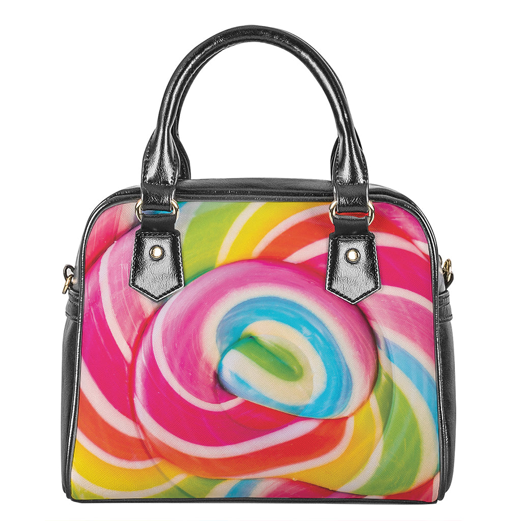 Rainbow Swirl Candy Print Shoulder Handbag