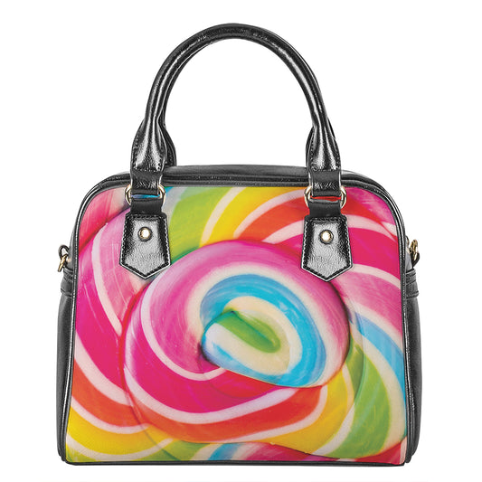 Rainbow Swirl Candy Print Shoulder Handbag