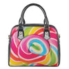 Rainbow Swirl Candy Print Shoulder Handbag