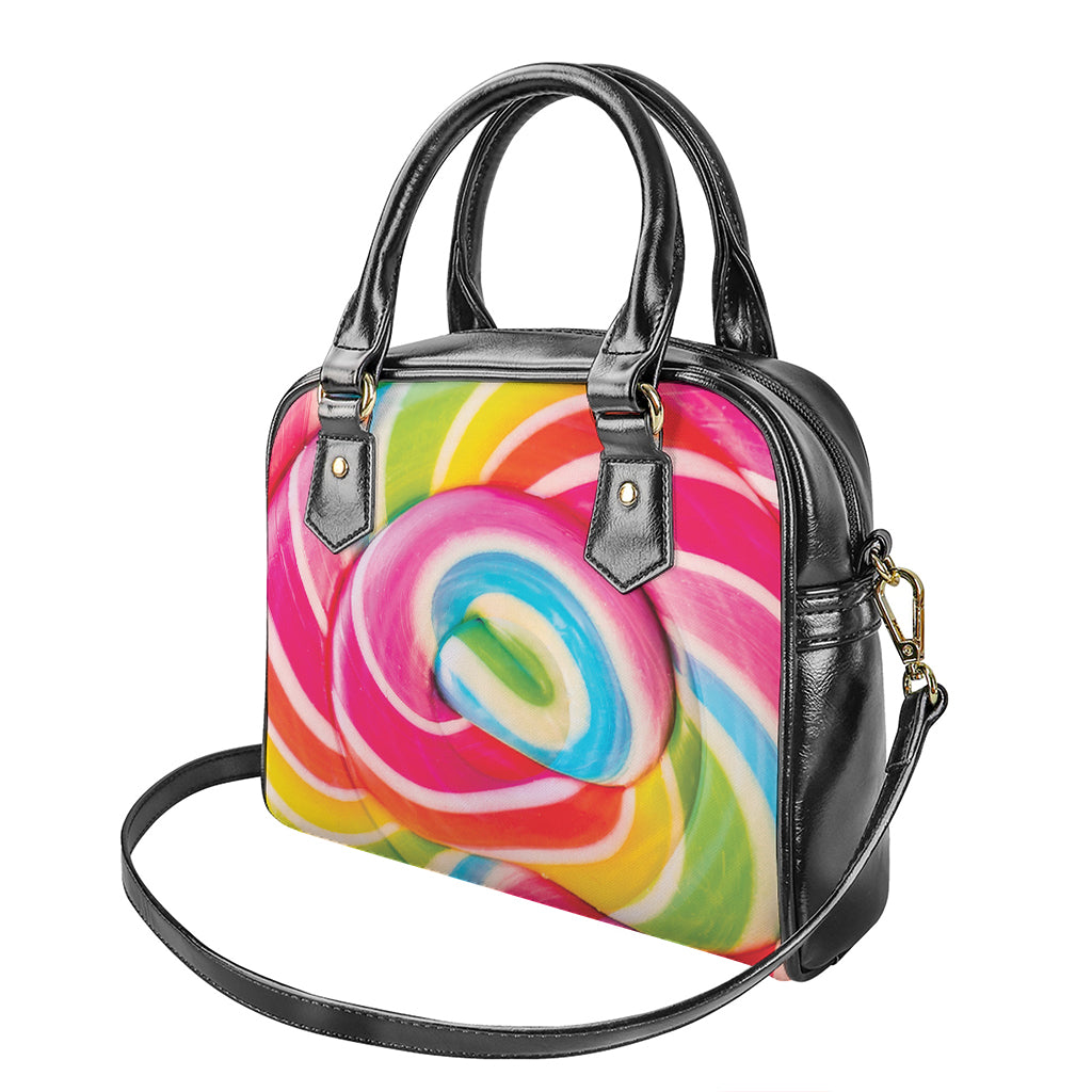 Rainbow Swirl Candy Print Shoulder Handbag