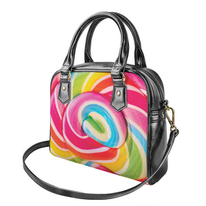 Rainbow Swirl Candy Print Shoulder Handbag