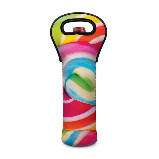 Rainbow Swirl Candy Print Single Neoprene Wine Tote