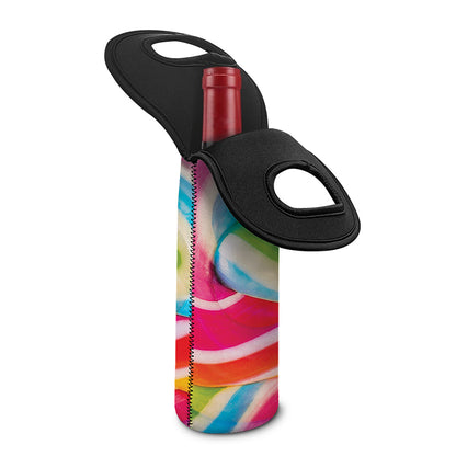 Rainbow Swirl Candy Print Single Neoprene Wine Tote