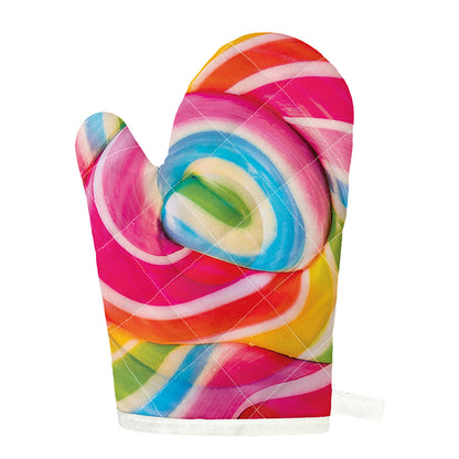 Rainbow Swirl Candy Print Single Oven Mitt