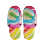 Rainbow Swirl Candy Print Slippers