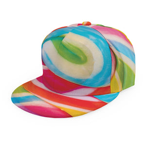 Rainbow Swirl Candy Print Snapback Cap