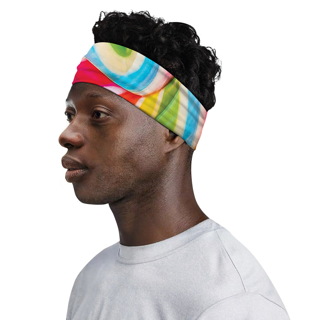 Rainbow Swirl Candy Print Sports Headband