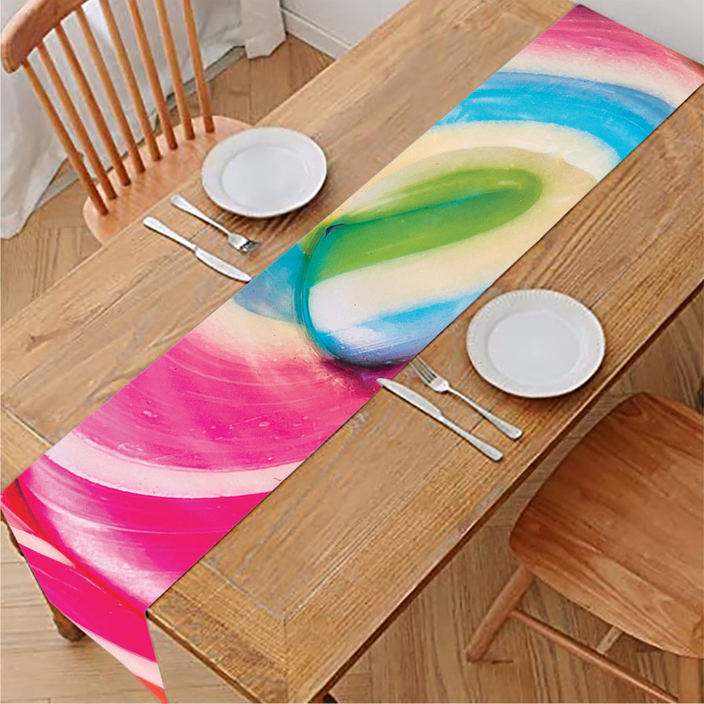 Rainbow Swirl Candy Print Table Runner