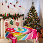 Rainbow Swirl Candy Print Tablecloth