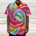 Rainbow Swirl Candy Print Textured Short Sleeve Shirt