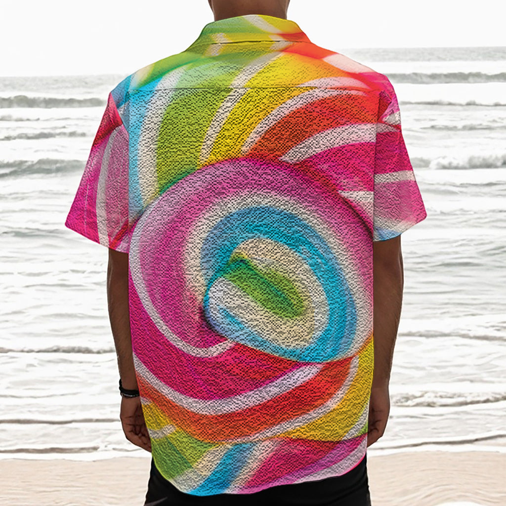 Rainbow Swirl Candy Print Textured Short Sleeve Shirt