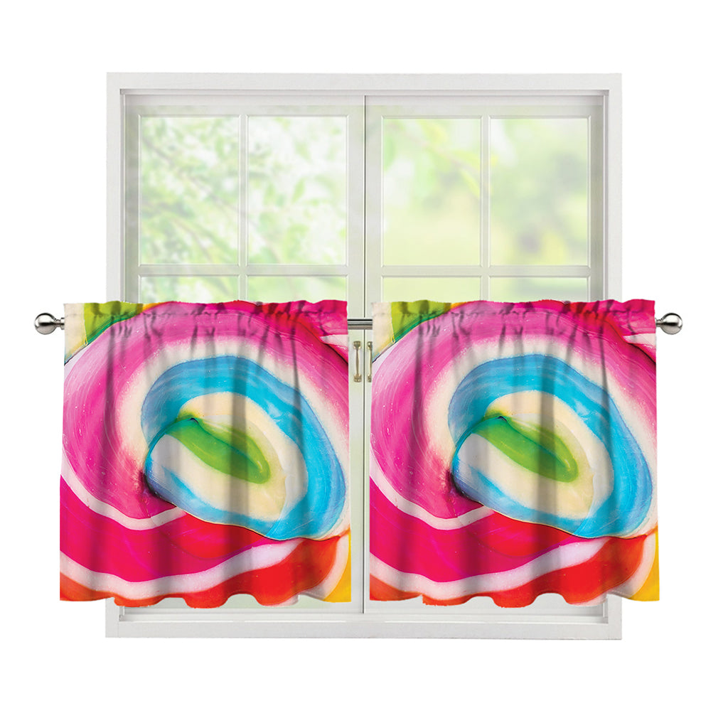 Rainbow Swirl Candy Print Tier Curtains