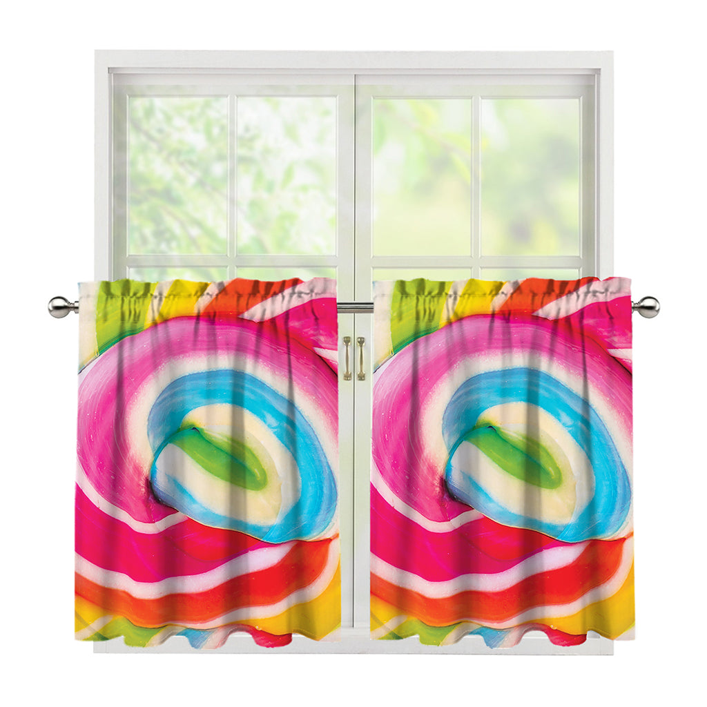 Rainbow Swirl Candy Print Tier Curtains