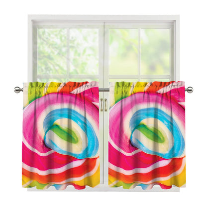 Rainbow Swirl Candy Print Tier Curtains