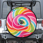 Rainbow Swirl Candy Print Tire Cover With Camera Hole