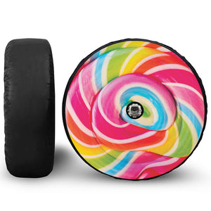 Rainbow Swirl Candy Print Tire Cover With Camera Hole