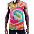 Rainbow Swirl Candy Print Men's Workout Tank Top
