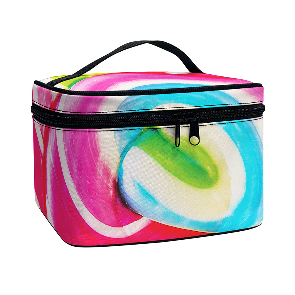 Rainbow Swirl Candy Print Travel Makeup Bag