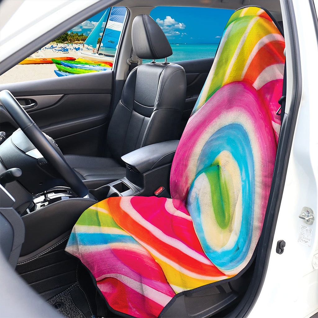 Rainbow Swirl Candy Print Waterproof Car Seat Cover