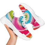 Rainbow Swirl Candy Print White Chunky Shoes