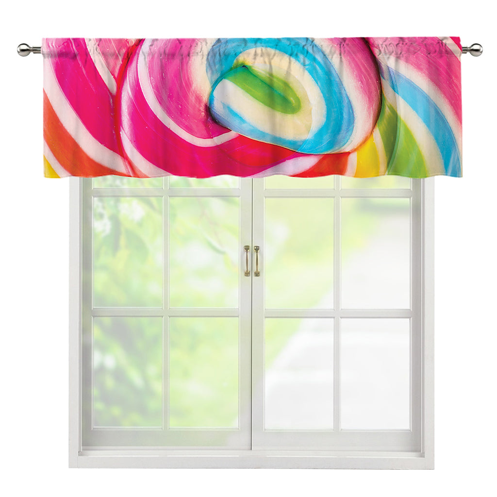 Rainbow Swirl Candy Print Window Valance
