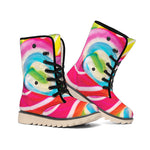 Rainbow Swirl Candy Print Winter Boots