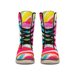 Rainbow Swirl Candy Print Winter Boots