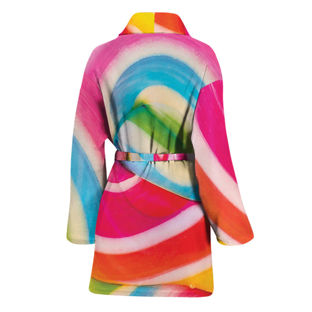 Rainbow Swirl Candy Print Women's Bathrobe