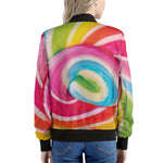 Rainbow Swirl Candy Print Women's Bomber Jacket