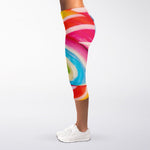 Rainbow Swirl Candy Print Women's Capri Leggings