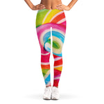 Rainbow Swirl Candy Print Women's Leggings