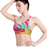 Rainbow Swirl Candy Print Women's Sports Bra