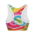 Rainbow Swirl Candy Print Women's Sports Bra