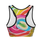 Rainbow Swirl Candy Print Women's Sports Bra
