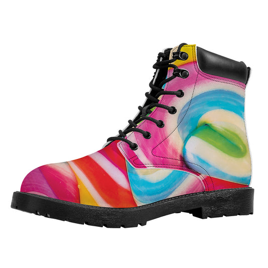 Rainbow Swirl Candy Print Work Boots