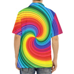 Rainbow Swirl Print Aloha Shirt