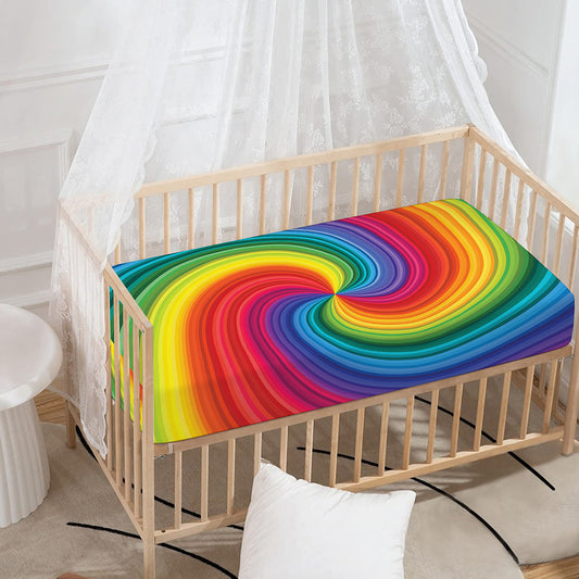 Rainbow Swirl Print Baby Crib Sheet