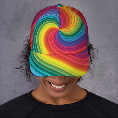 Rainbow Swirl Print Baseball Cap